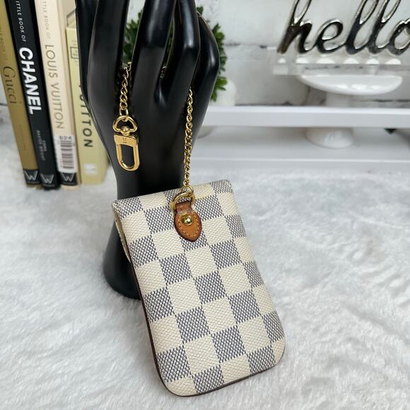 Louis Vuitton Damier Azur small wristlet 
pouch lanyard. ID/ badge holder CUTE - Picture 7 of 14